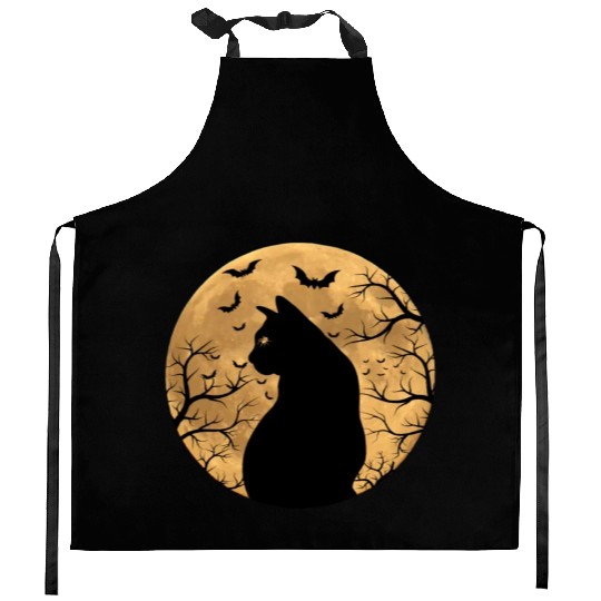 Scary Black Cat, Creepy Halloween 2022, Gift For H Kitchen Aprons
