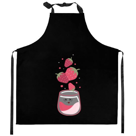 Delicious Strawberry juice Kitchen Aprons
