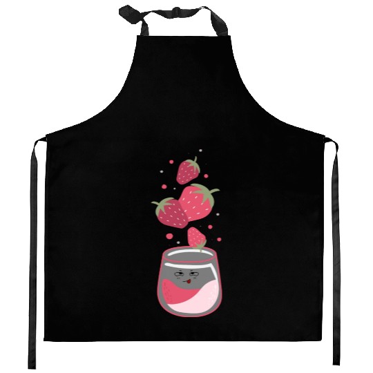 Delicious Strawberry juice Kitchen Aprons