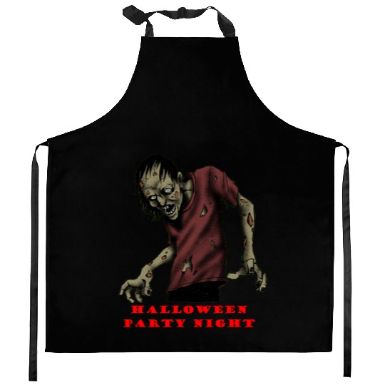 HALLOWEEN PARTY NIGHT Kitchen Aprons CLASSIC