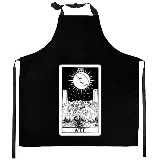 WTF - The Moon Tarot Card Kitchen Aprons