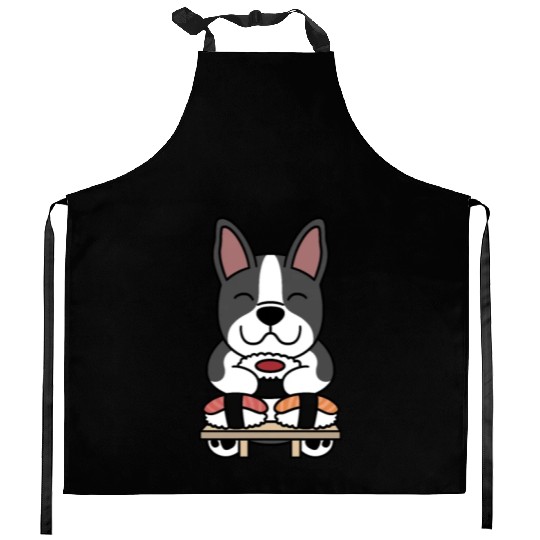 Sushi Lover Boston Terrier Kitchen Aprons