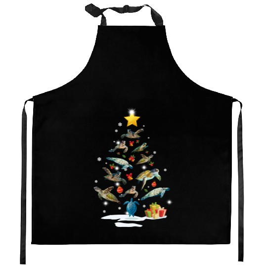 Turtle Christmas Tree Turtle Xmas Funny Gift Kitchen Aprons