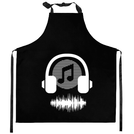 musica headphones novelty fun style 80s song Kitchen Aprons