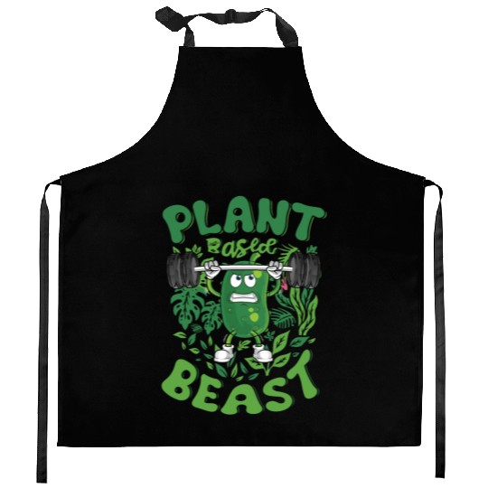 Plant Based Beast Vegetarian Vegan Cucumber Kitchen Aprons