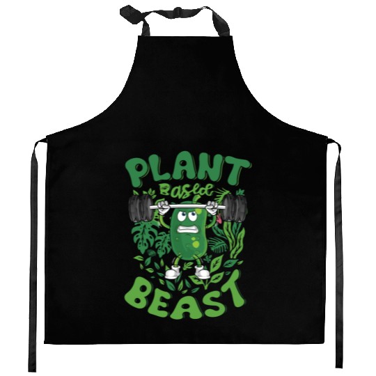 Plant Based Beast Vegetarian Vegan Cucumber Kitchen Aprons