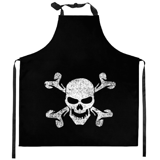 Plain Vintage Skull And Crossbones Kitchen Aprons