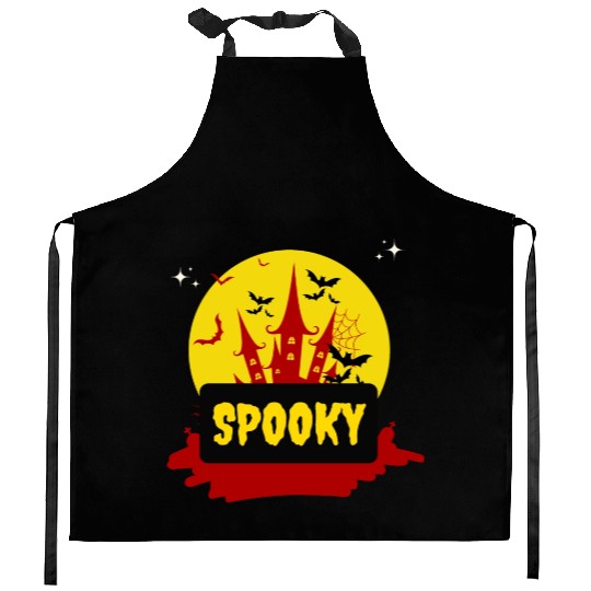 Halloween night story series Kitchen Aprons