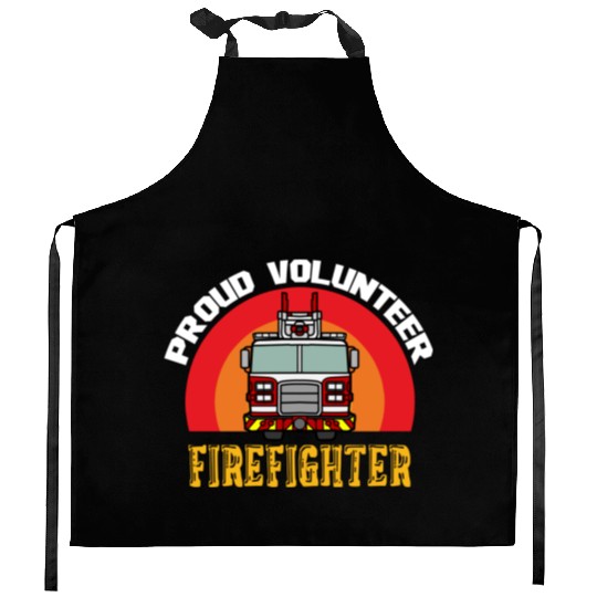 Proud Volunteer Firefighter Kitchen Aprons