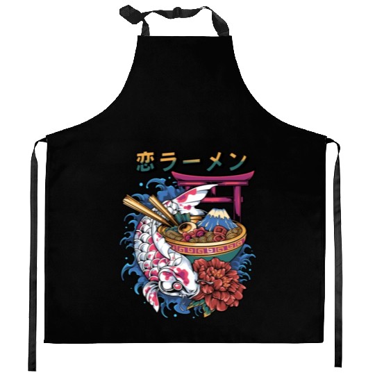 Ramen Koi Fish Japan Tokyo Kawaii Kitchen Aprons