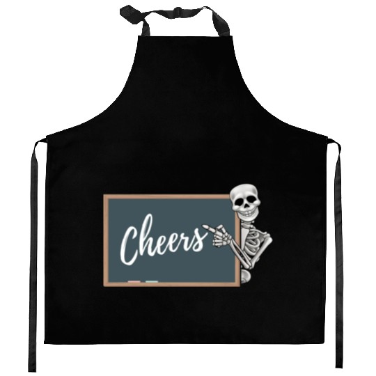Cheers Crayon Blackboard Skeleton Teacher Kitchen Aprons