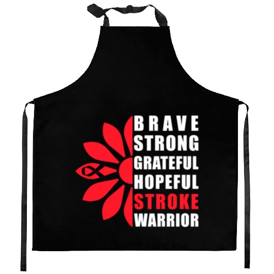 Stroke Awareness Brave Strong Grateful Stroke Kitchen Aprons