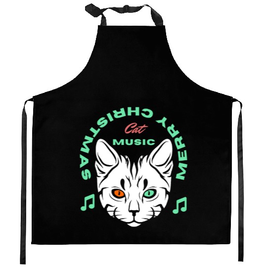 CAT MUSIC New Year 2023 animals Kitchen Aprons Classic
