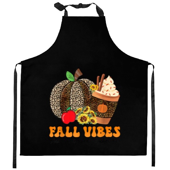 Groovy Fall Vibes Teacher Life Pumpkin Kitchen Aprons