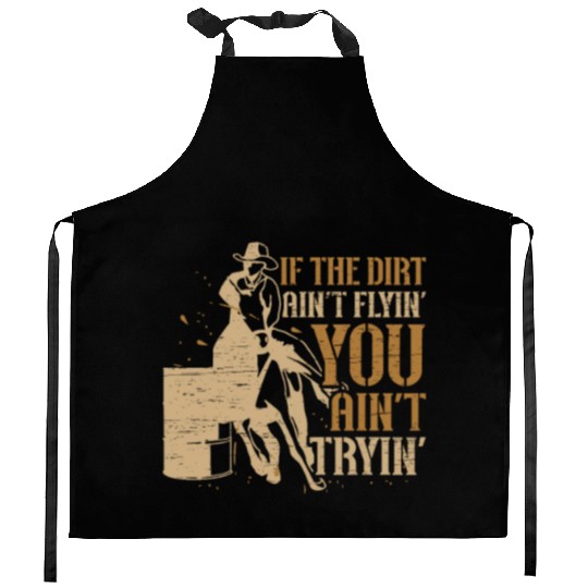 Barrel Racing Dirt Rodeo Equestrian Horse Barrel Kitchen Aprons