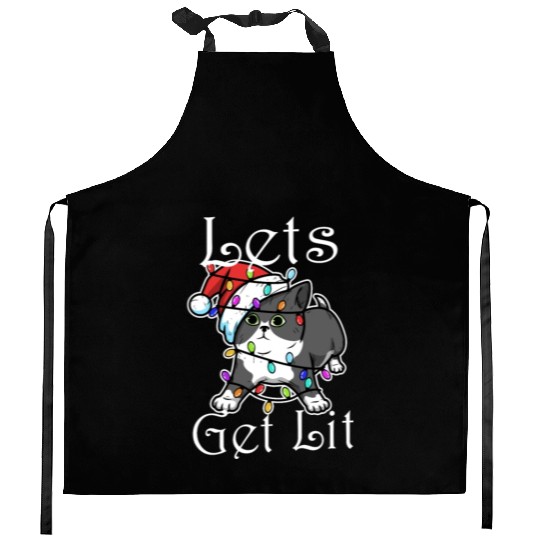 Lets get lit christmas Kitchen Aprons