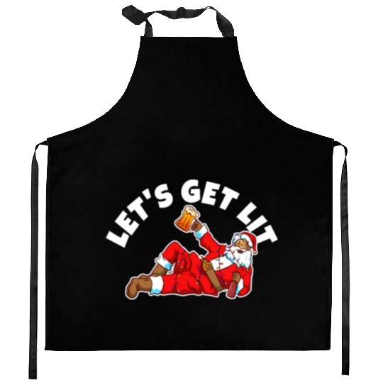 Lets get lit christmas Kitchen Aprons