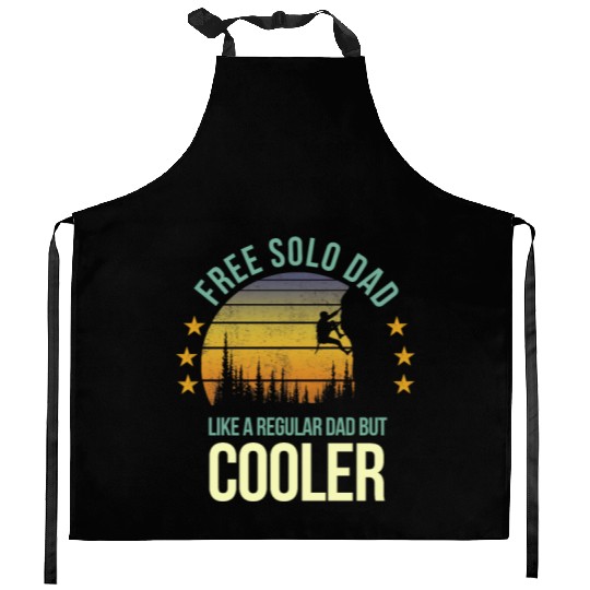 Funny Free Solo Dad Cool Rock Climbing Climber Kitchen Aprons