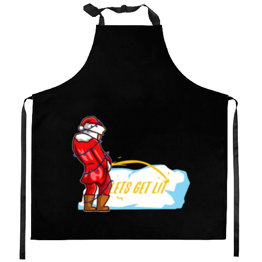Lets get lit christmas Kitchen Aprons