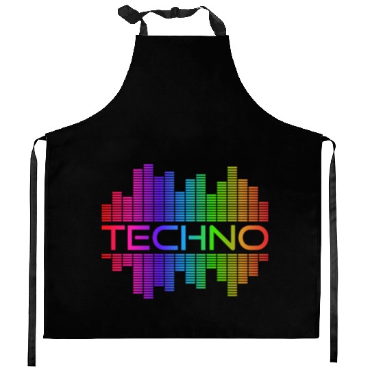 Techno Music Rainbow Spectrum Hard Dark Acid Kitchen Aprons