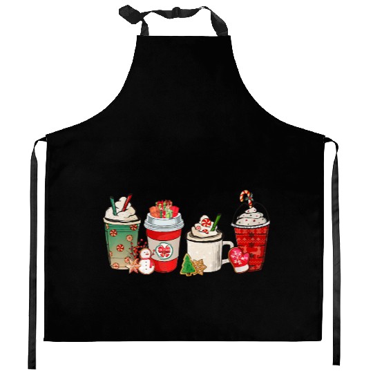 Merry Christmas Coffee Snowman Latte Peppermint Kitchen Aprons