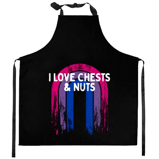 I Love Chests & Nuts Bisexual LGBTQ Bi Pride Kitchen Aprons