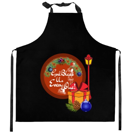 Cute A Christmas Carol God Bless Us Everyone Lamp Kitchen Aprons