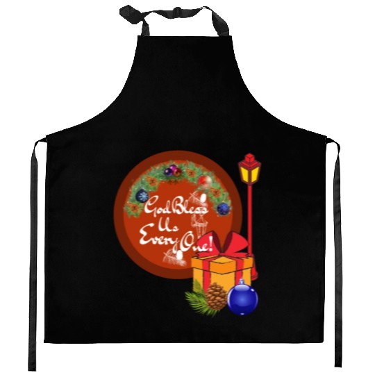 Cute A Christmas Carol God Bless Us Everyone Lamp Kitchen Aprons