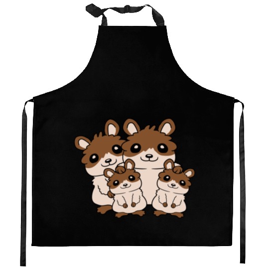 mom dad kids hamster Kitchen Aprons