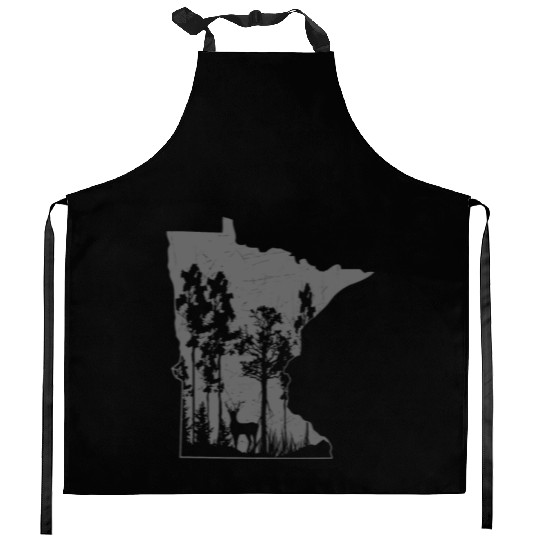 Proud Minnesota Deer Hunter State Map Outline Kitchen Aprons