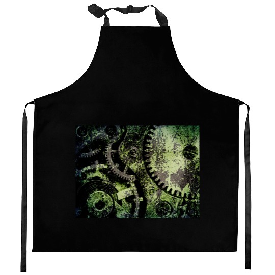 Clock Mechanism Copper Oxide Steampunk Abstract Kitchen Aprons