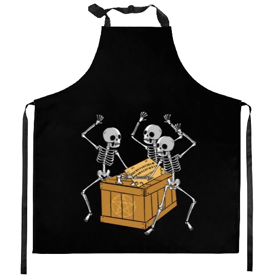 Retro Halloween Skeleton Playing Ouija Horror Kitchen Aprons