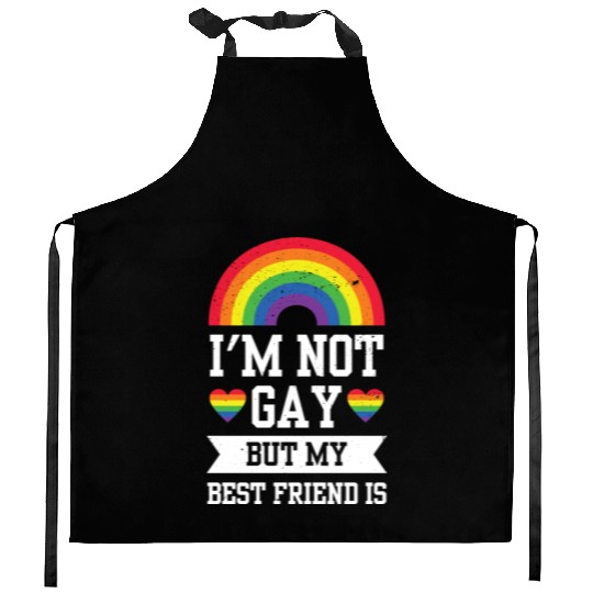 I'm Not Gay But My Friends Is Funny Rainbow Pride Kitchen Aprons