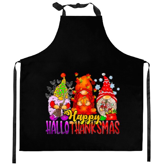 Happy Hallothanksmas Gnomes Lover Halloween Kitchen Aprons
