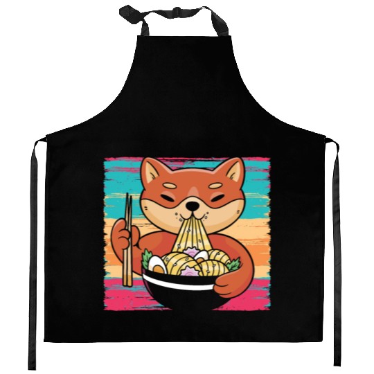Shiba Inu Dog Lover Puppy Paw Love Ramen Noodles Kitchen Aprons