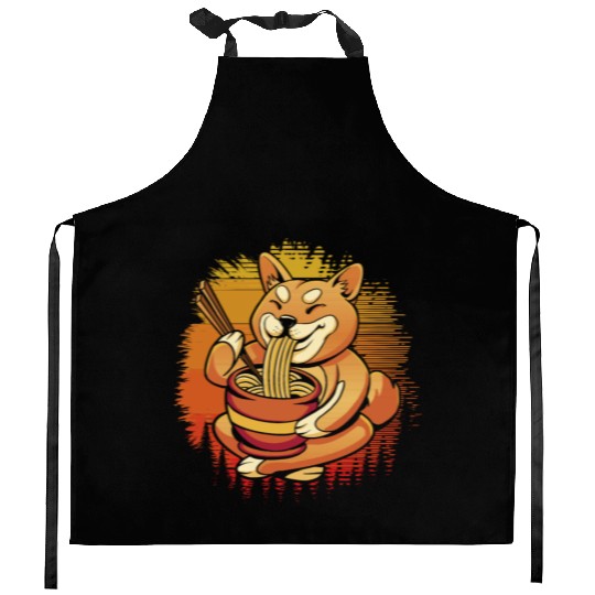 Shiba Inu Dog Lover Puppy Paw Love Ramen Noodles Kitchen Aprons