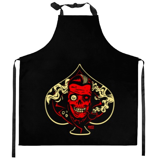 Ace of Spades Rockabilly Skull Kitchen Aprons