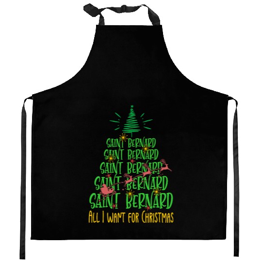 Saint Bernard Christmas Dog breed Christmas Tree Kitchen Aprons