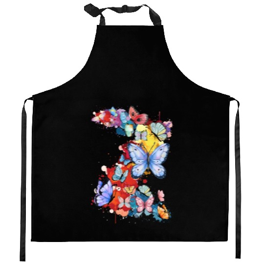 Colourful Butterflies Gardening Butterfly Lover Kitchen Aprons