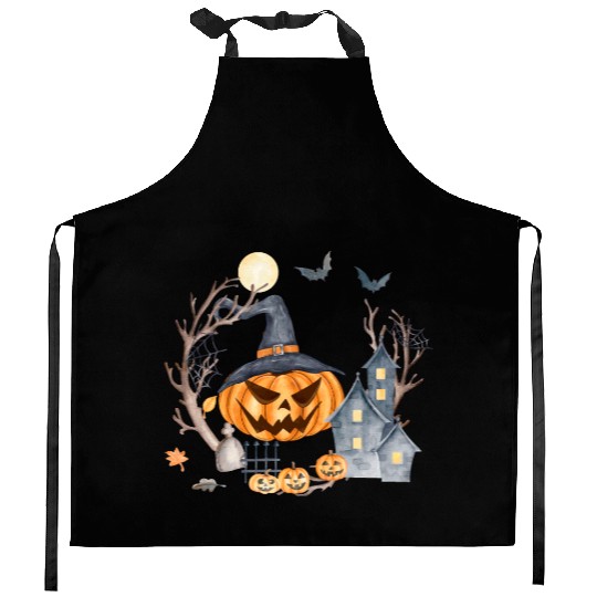 Halloween cute pumpkin pumpkin autumn coffee subli Kitchen Aprons
