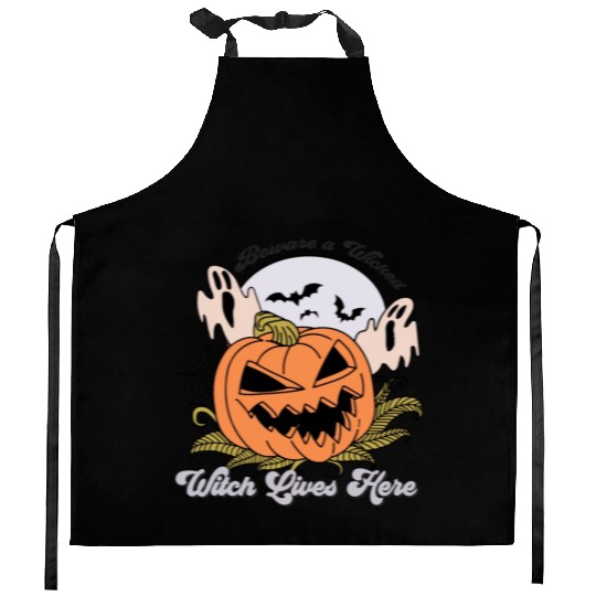 Beware a Wicked Witch Lives Here Kitchen Aprons