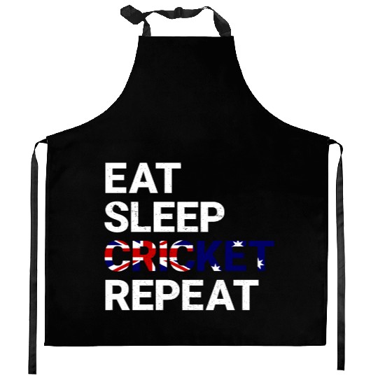 Eat Sleep Cricket Repeat AUS Flag Sports Gift Kitchen Aprons