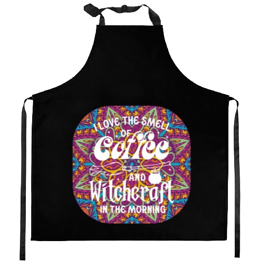 Witchy Funny Quote On a Mandala purple Kitchen Aprons