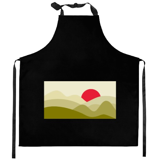 Minimalist Sun Olive Green Kitchen Aprons