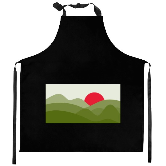 Minimalist Sun Pickle Green Kitchen Aprons