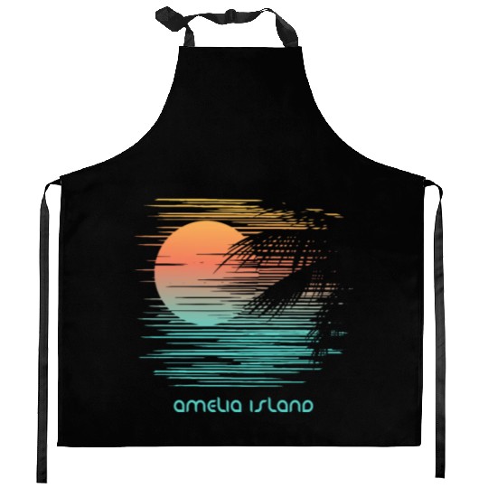 Artistic Amelia Island Florida Palm Tree Vacation Kitchen Aprons
