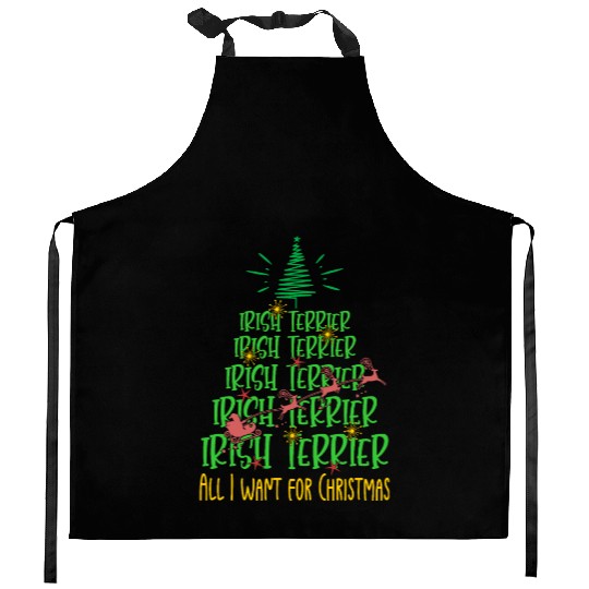 Irish Terrier Christmas Dog breed Christmas Tree Kitchen Aprons