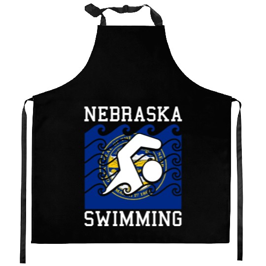 Nebraska Flag Swimming Team Swim Swimmer US State Kitchen Aprons