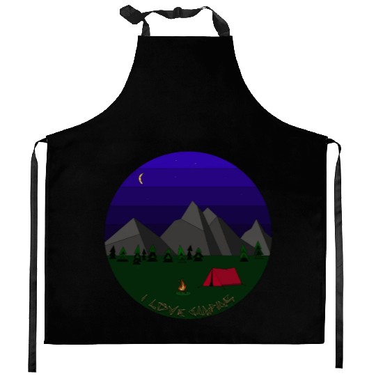 I love camping Kitchen Aprons