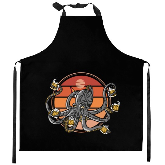 Beer Drinking Octopus Men Beer Lover Kitchen Aprons
